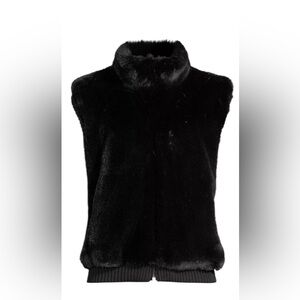 Surell Vest Faux Rabbit Fur Black NWT